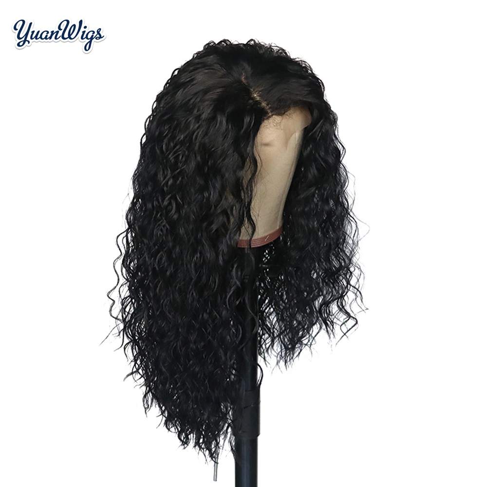 YuanWigs 180% плотность длинные свободные кудрявые синтетические парики на кружеве