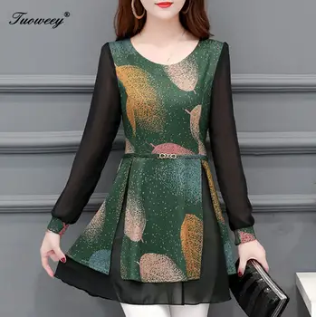 

2020 Spring flower Women's Sexy elegant plus size Mesh Blouse Long Sleeve loose Shining 5XL Shirt Fashion Women Tops