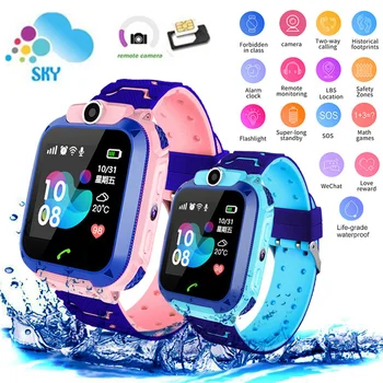 

Q12B SOS Children Smart Watch Alarm Life Waterproof Remote Positioning Camera Smart Children's Phone Watch Wtih SIM Card