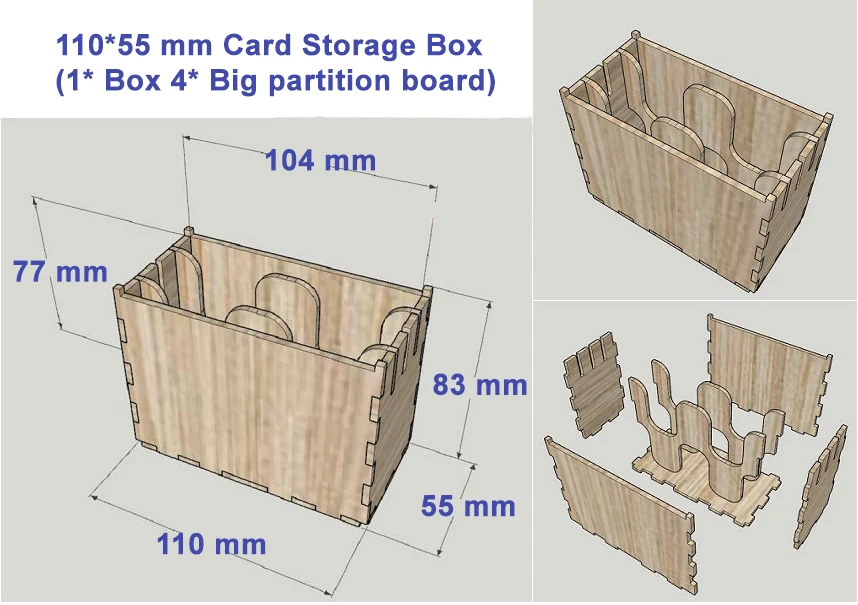 Модульная доска, многоразмерная коробка для хранения карт, органайзер для DIY Деревянных приемных компактных панелей, чехол с врезным креплением