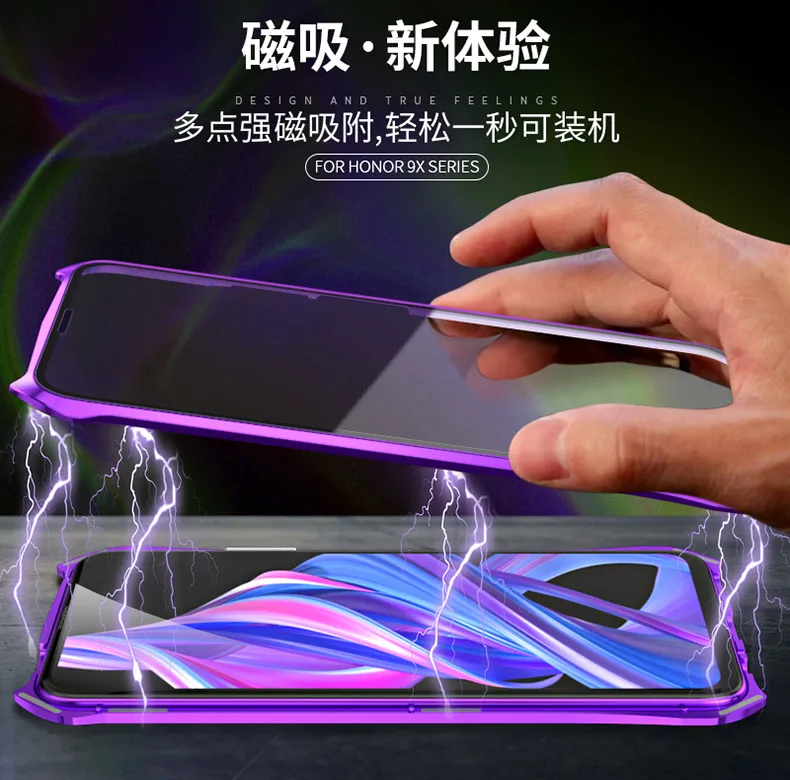 Магнитный чехол для huawei Honor 9X Pro Чехол Honor9X двухсторонний 9H закаленное стекло чехол для huawei Honor 9X Pro металлический бампер чехол