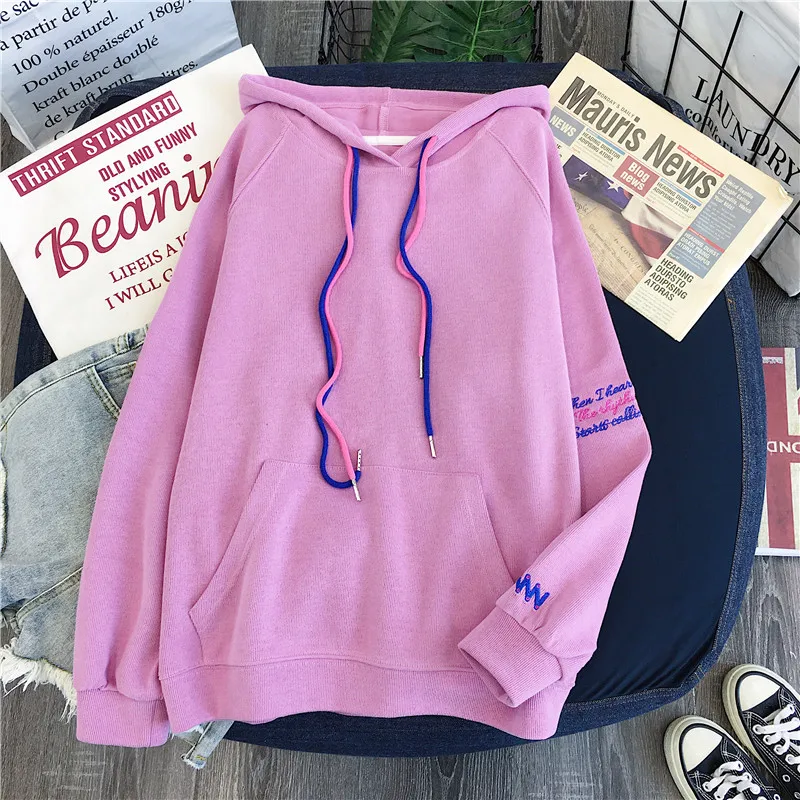 Autumn new Korea ulzzang Harajuku vintage BF simple hooded sweatshirt women ins fashion loose hooded casual female sweatshirt