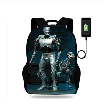 

17inch Mens The Terminator College Backpack USB Charger Schoolbag for Laptop Backpacks for Teenage School Bag Boys&Girls