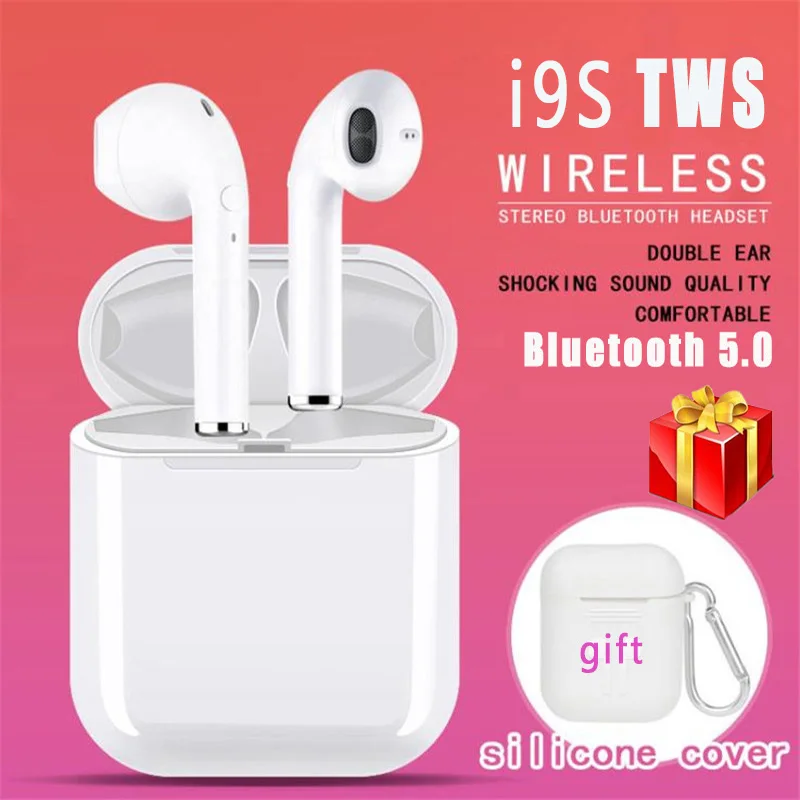 i9s TWS Bluetooth Headphones Wireless Earphone Air Earbuds Sport Handsfree Headset With silicone cover For All Smartphone