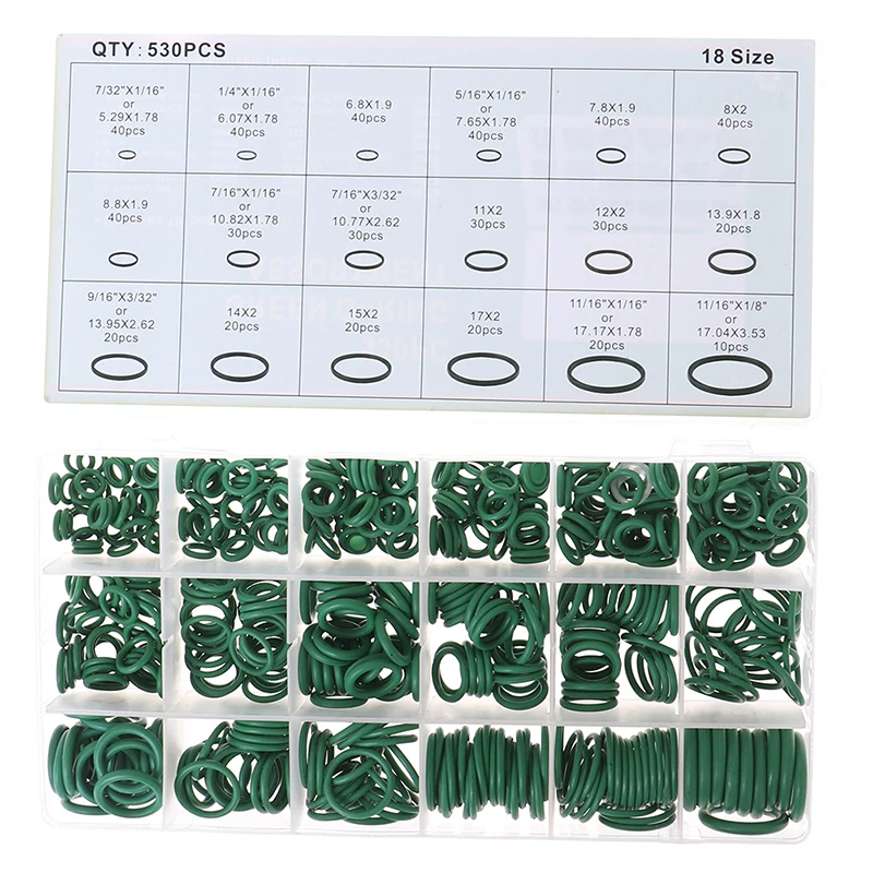 530Pcs Seal O-ring Repair Car Air Conditioning Rubber Sealant Box Set air conditioning repair kit o ring set