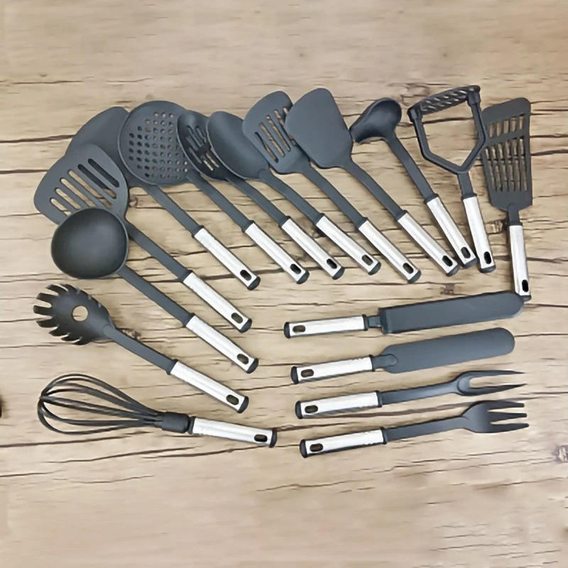 ATUCOHO Cooking Utensils Complete Tools Spoon Utensils Cookware Stainless Steel Nylon Non-Stick Spatula Set Kitchen Supplies
