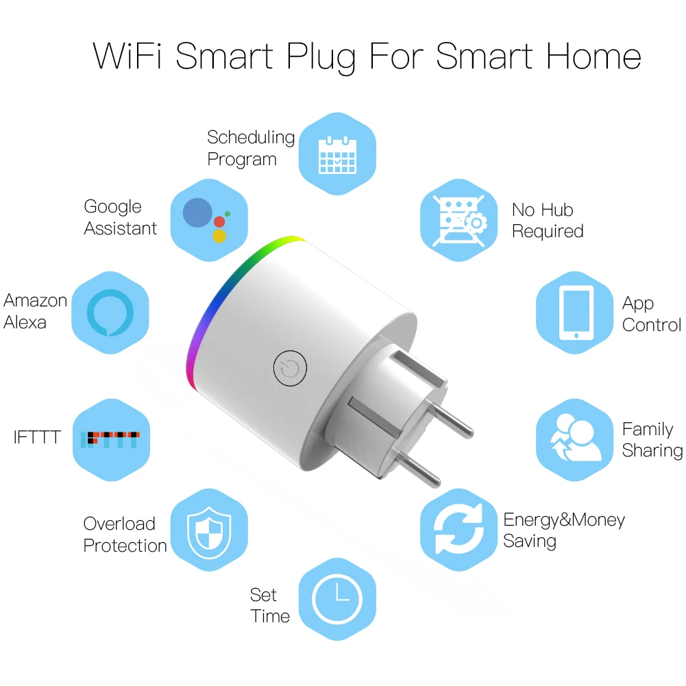 Wi-Fi умная розетка Беспроводная розетка умная жизнь/приложение Tuya дистанционное управление работа с Alexa Google Home не требуется концентратор Великобритания