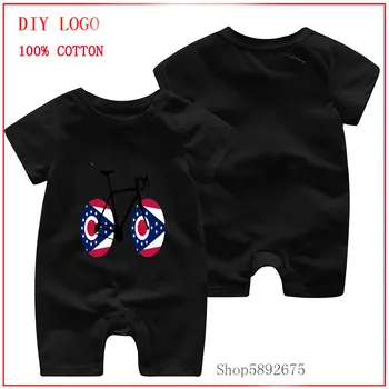 

Ohio Flag Cycling T-Shirt_vectorized design 100% Pure Cotton baby clothes Romper Short Sleeved Newborn Baby Climbing Baby Romper