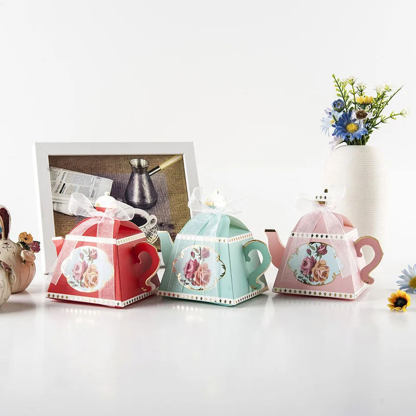 

20pcs/lot Teapot design Gift Boxes Wedding Favor and Sweet Gift Bags Candy Box for Wedding Guests Event Party Supplies