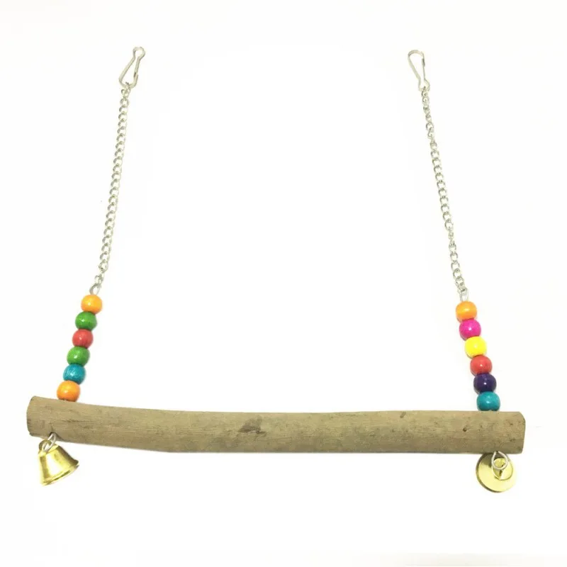 

Bird Accessories For Pets Toy Swing Stand Parakeet Cage Bird Wooden Perch Cage Hanging Toy With Colorful Beads For Parrot