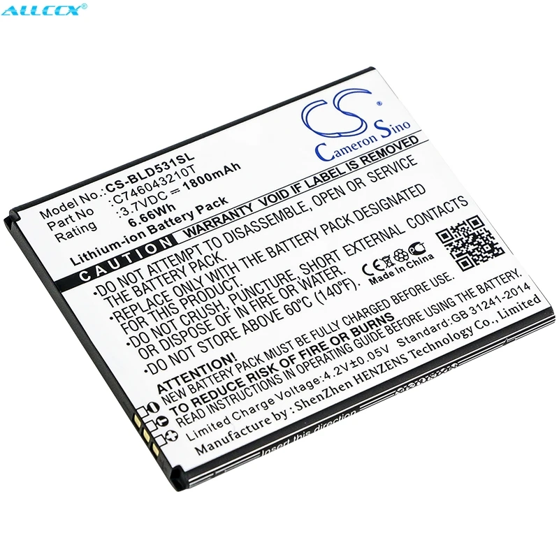 Кэмерон Sino 1800mAh аккумулятор C746043210T, C746043230T для BLU D530K, D531K, Studio 5,0 K