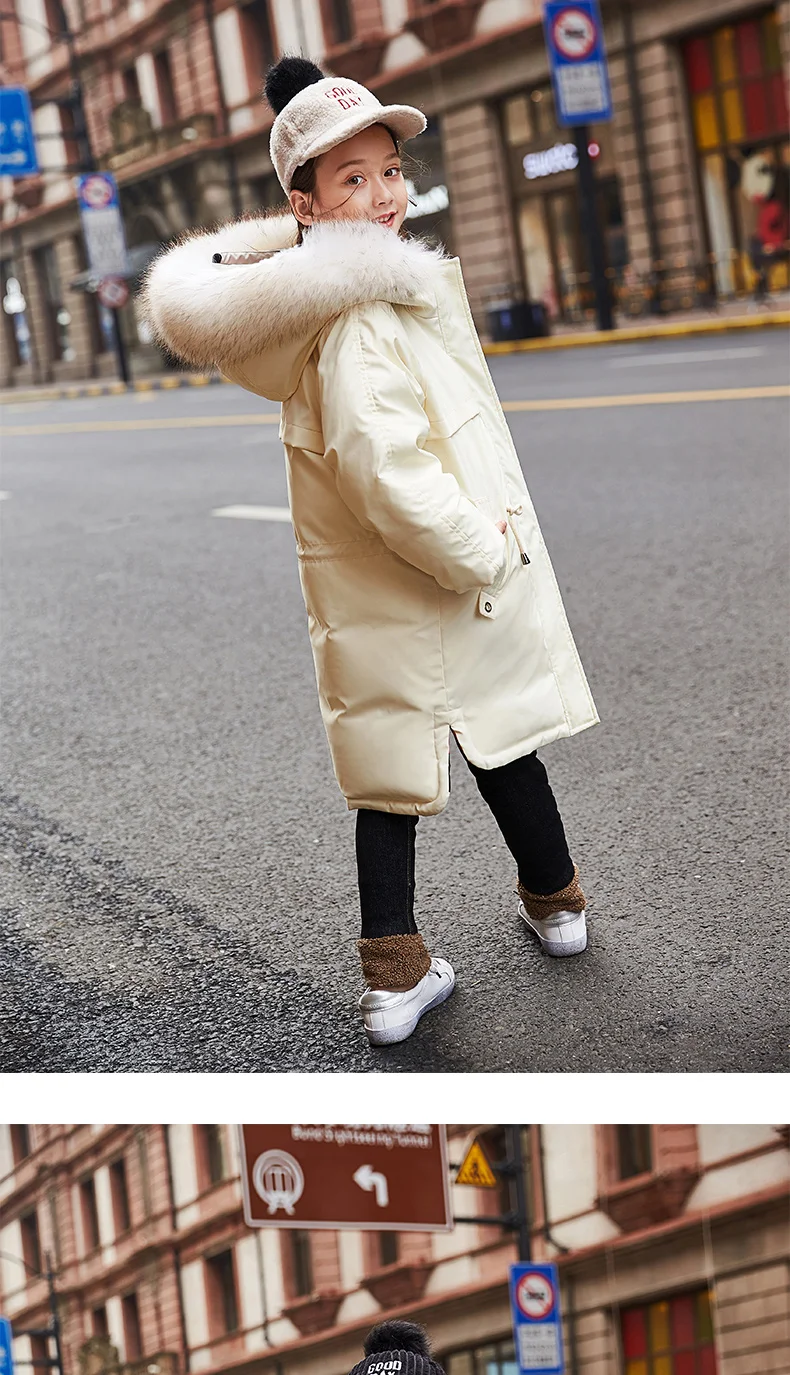 Теплые детские пуховики Reversible дизайн, пуховое пальто для маленьких девочек пуховик с мехом для мальчиков, верхняя одежда, парки для детей на холодную зиму