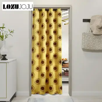 

LOZUJOJU 1 Piece Sunflower Jacquard Modern Door Curtains Living Room Partition Drapery Style Decoration Pastoral Design Home