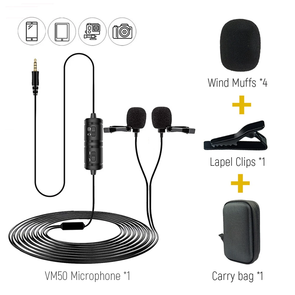 

Portable Condenser Lavalier Microphone for Phone Interview Recording Clip-on Lapel Microphone for PC Computer Camera Mini mic