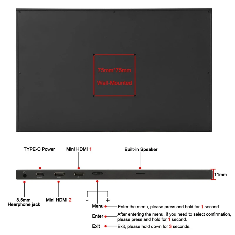 11,6 дюймовый портативный компьютер HDMI монитор для nintendo Switch PC PS3 PS4 Xbo X360 1080P ips lcd со светодиодным дисплеем для Raspberry