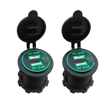 

New 4.8a Dual Usb Car Charger Socket Outlet With Switch For Vehicles Car Motorcycle Adopt Pa66 Environment Nylon Material #LR5