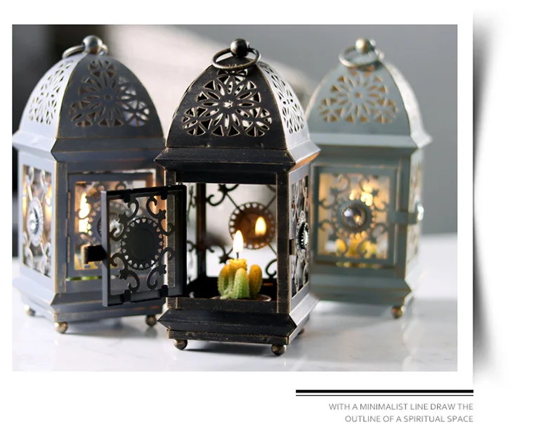 Gentle Times European Style Classical Romantic Hanging Wedding Iron Art Candle Holder Home Decoration Morocco Candlestick
