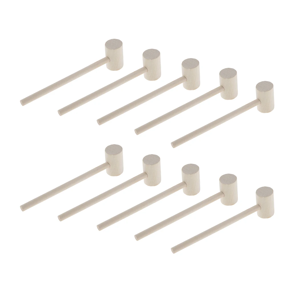 10x Leather Wooden Hammer Toy Crab Lobster  Mallet Beating Gavel for Kids