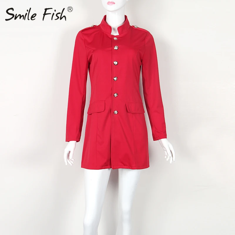 Greatest Office Women Long Coat Overall Fashion Single Breasted Winter Slim Jacket Solid Female Red Black Bo