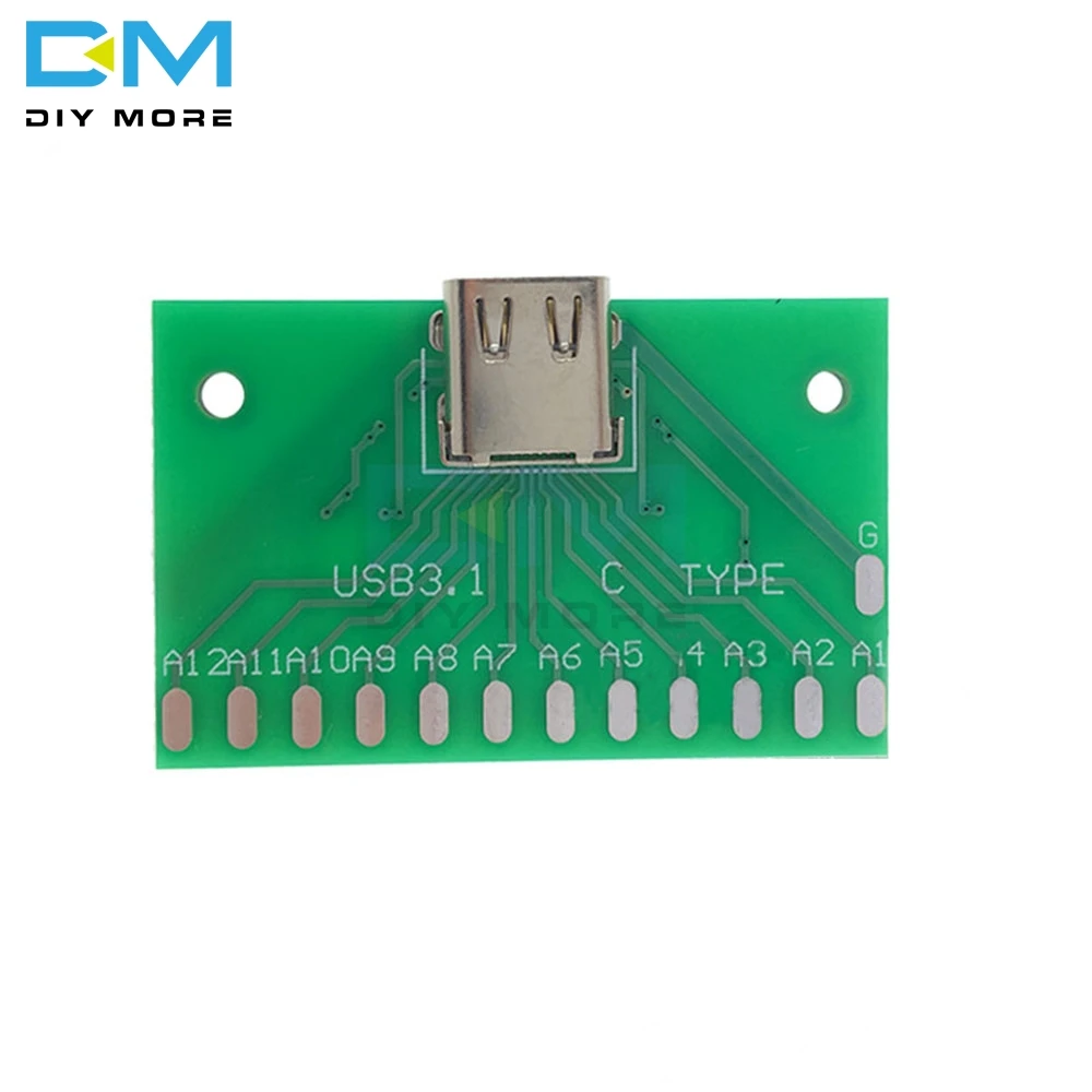 Type-C USB 3 1 гнездовая головная Соединительная плата адаптера с печатной платой 24P