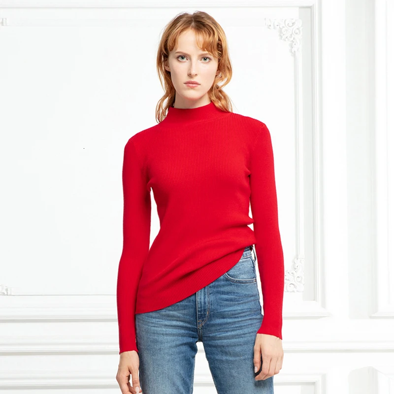 

Korean tight sweater short sleeve long sleeve sweater autumn high collar sweater Darwin