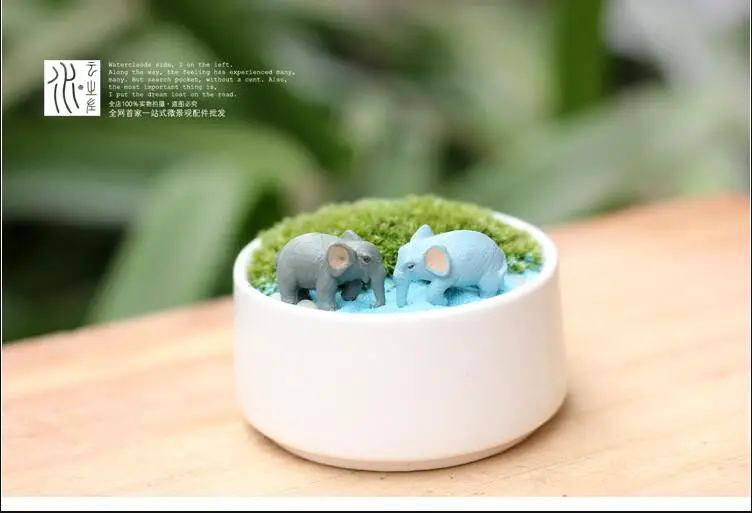 10pcs Lovely PVC Emulation Little Elephant Miniature Model 1.5*2.5cm Kids Toys Gift Children Collection Micro-landscape Dolls