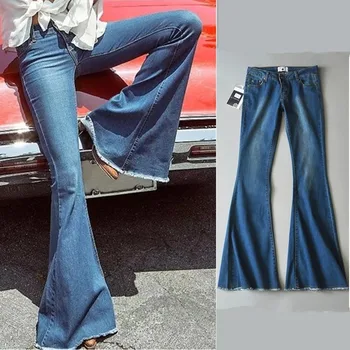 

2020 new high waist jeans womens clothing fashion Skinny boyfriend jeans for women Flare Pants Casual black long pants blue