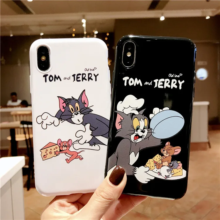 

Cute Tom and Jerry Soft TPU Back Cover for iPhone X XS MAX XR for iPhone 6S 7 8 Plus Cartoon Phone Case Silicone