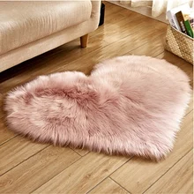 Меховые ковры в форме сердца, шерстяной ковер, мохнатый ковер для детской комнаты, спальни, искусственная шерсть, овчина, длинный пушистый ковер, мягкий коврик