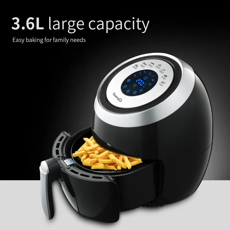  saengQ 3.6L Kitchen Electric Fryer Deep Air Fryer Digital LED Touch Screen Timer Temperature Contro - 4000581358066