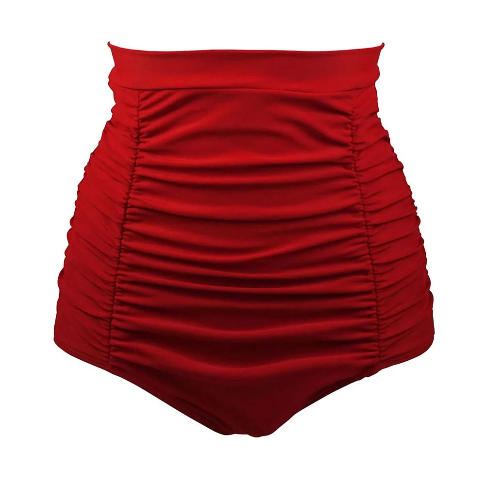 

2019 Europe And America New Style Pool High-waisted Swimming Trunks Elasticity Pleated Retro Bikini Underpants Beach Swimming Tr