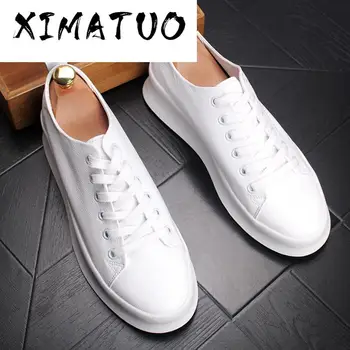 

New Arrival Men Fashion Casual Loafers Summer Leather Thick Bottom Low Top Breathable White Shoes Male Trend Sneakers