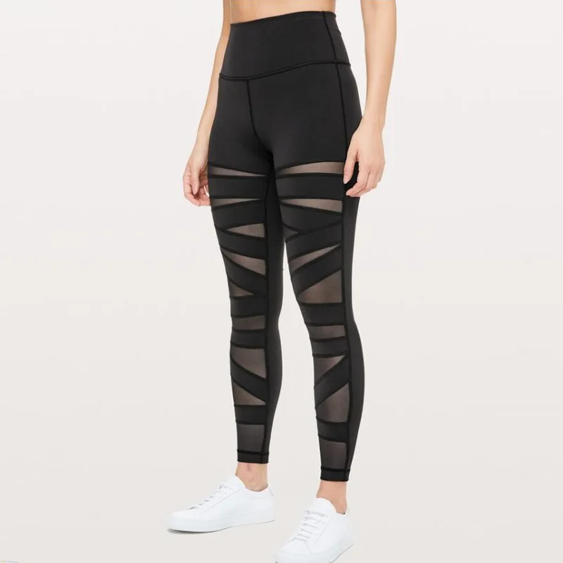 

Women Leggings High Waist Mesh Pacthwork Sports leggings Plus Size Black Green Gym Fitness Sportwear Femme C105C