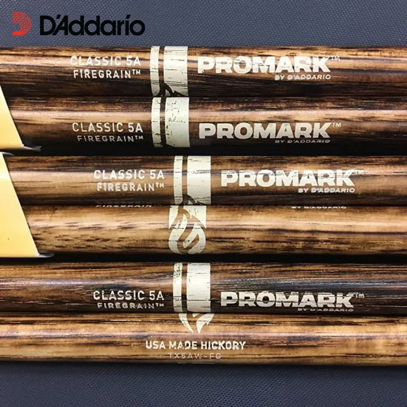 Baquetas ProMark FireGrain De Nogal Americano – Par 5A, Punta Redonda Grande, 16 Pulgadas, Tratamiento Térmico Para Mayor Durabilidad
