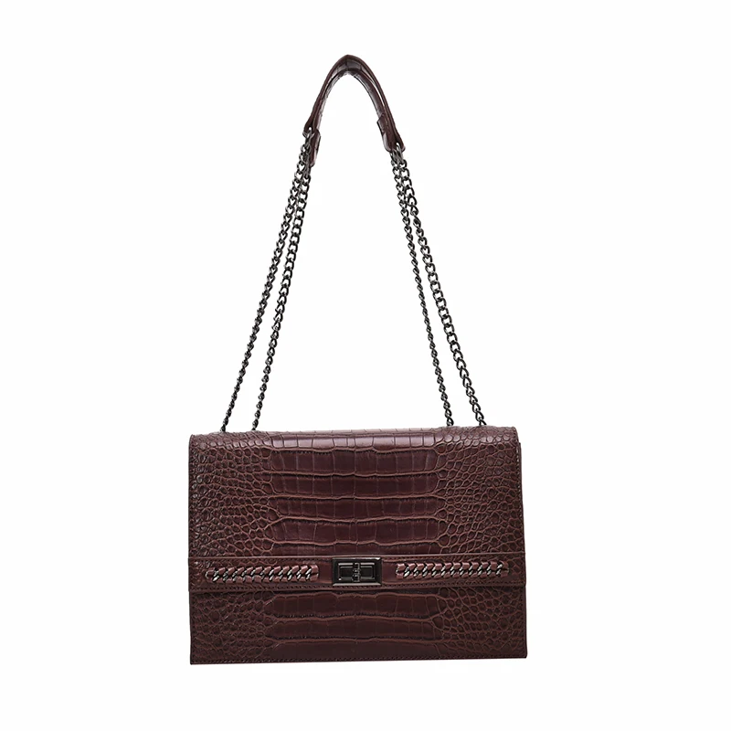 Винтажная модная сумка через плечо новая качественная кожаная женская дизайнерская сумка с крокодиловым узором на цепочке сумка через плечо