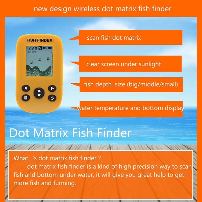 KDR Dot Matrix Fish Finder smart sonar sensor, Wireless Fish finder