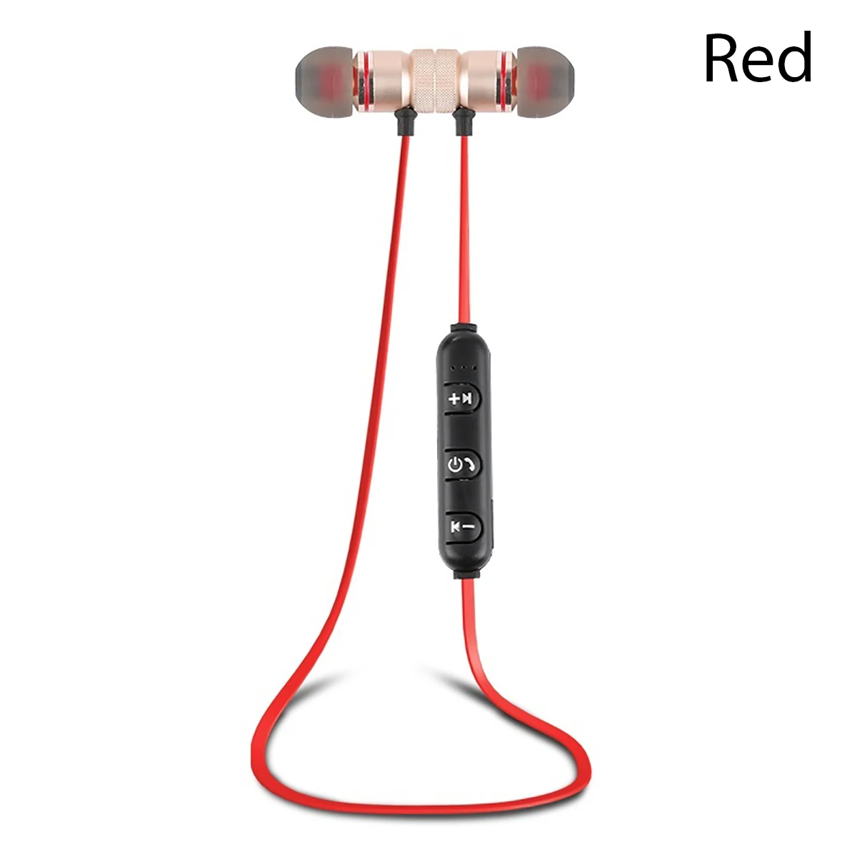Wireless Bluetooth Earphones Metal Magnetic Stereo sports Bass Cordless Headset Earbuds With Microphone headphones for all phone - Color: Gold red