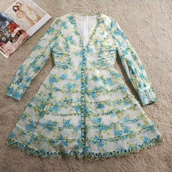 

Mini Dress Woman V-neck Sexy Flower Print Casual Fashion Short Dress