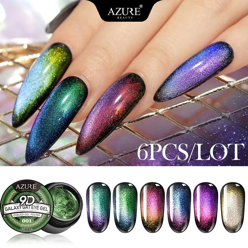 Modelones 6 шт./лот 9D Galaxy Гель лак для ногтей с эффектом кошачий глаз Хамелеон