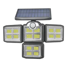 

198 LED Solar Lamp Sensor Wall Light Four-head Rotatable Garden Floodlight Spotlight