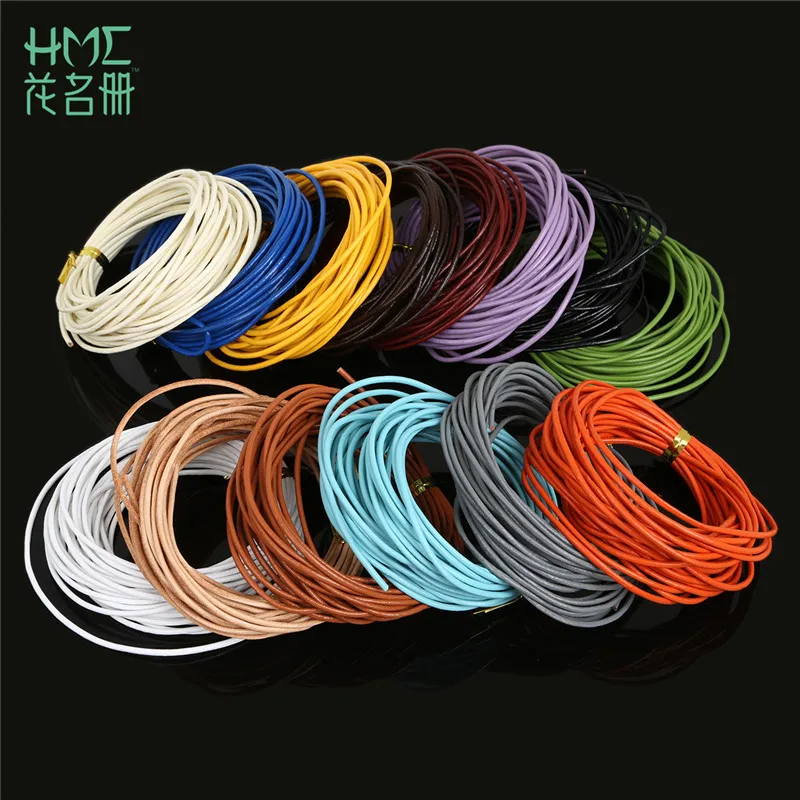 Description Picture 6 of itemHigh Quality 14 Colors 5 Meter Real Genuine Leather Cord Round Rope String For DIY Necklace Bracelet Jewelry Cord Dia 1.5mm