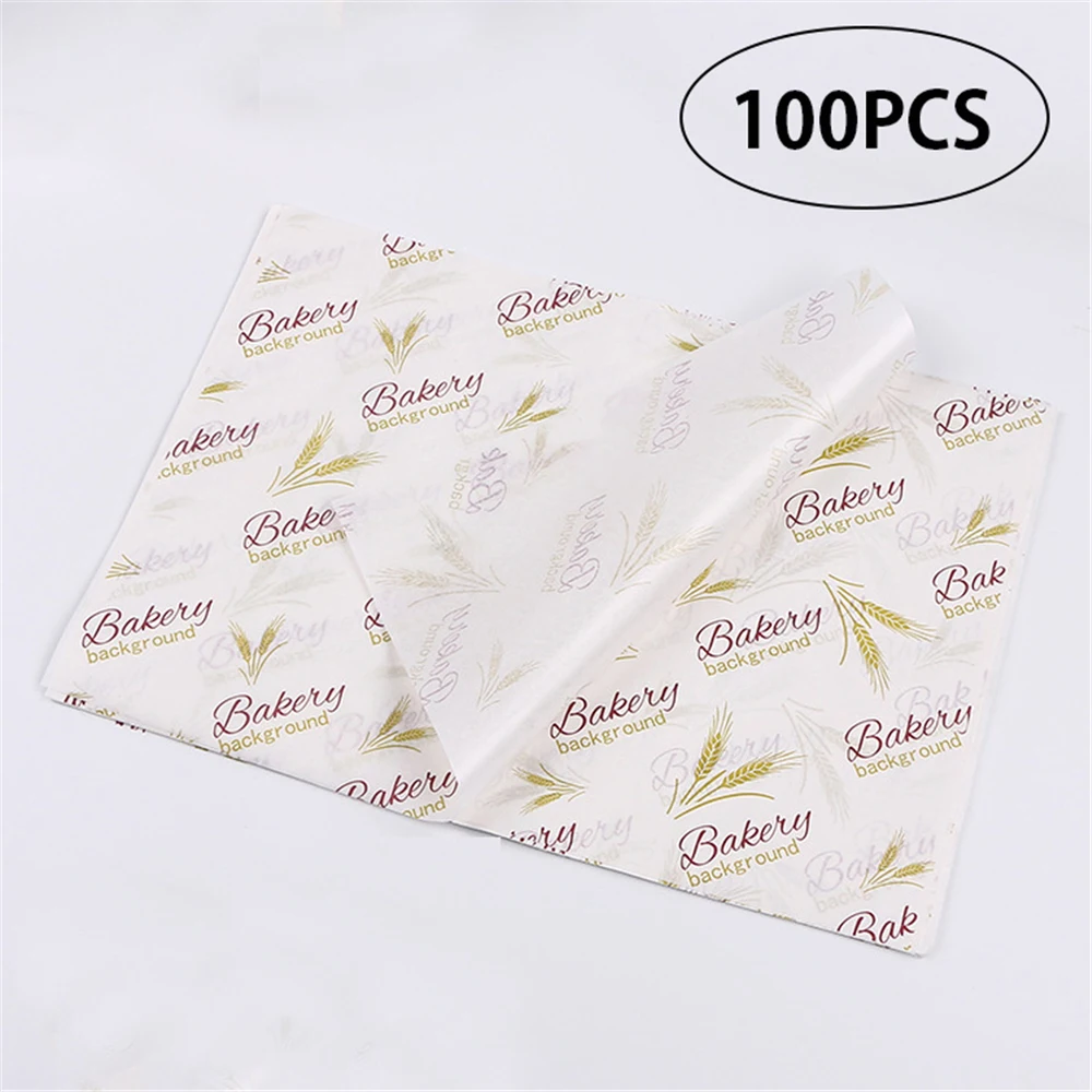 100 Pcs/set Creative Gold love Sandwich Wrapping Paper Grease-proof Baking Wax Paper For Bakery Hamburger Soap Candy