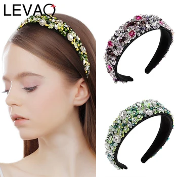 

LEVAO Sequin Crystal Rhinestone Hairbands Baroque Head Hoop Bezel Turban Headbands Headwear Women Girls Hair Accessories Fashion