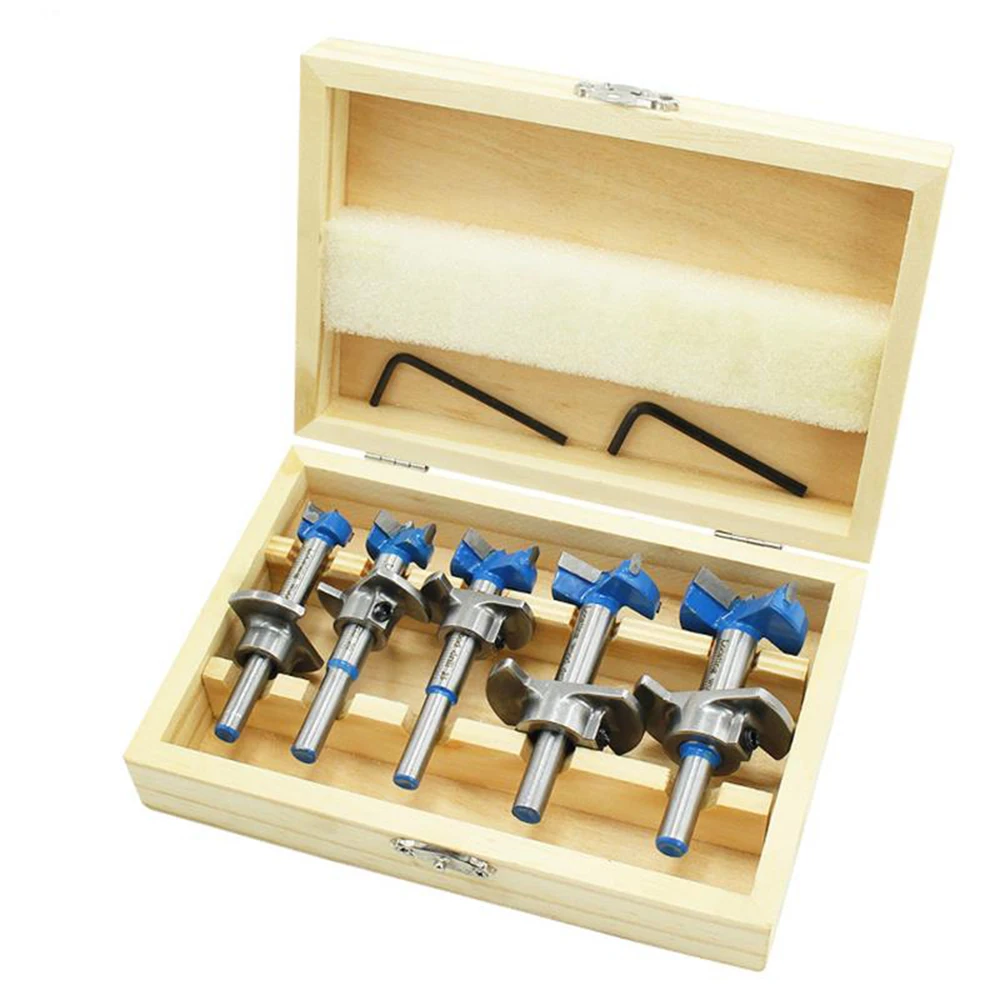 

5pcs Wooden Box Cabinet Hinge Hole Saws Woodworking Hole Boring Bits Set Position Hole Opener Kit