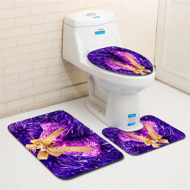 Free Shipping 3Pcs/set Christmas Trees Bathroom Carpet Set Dywaniki Lazienkow Bath Mats Rug Tapete Banheiro Tapis Salle De Bain