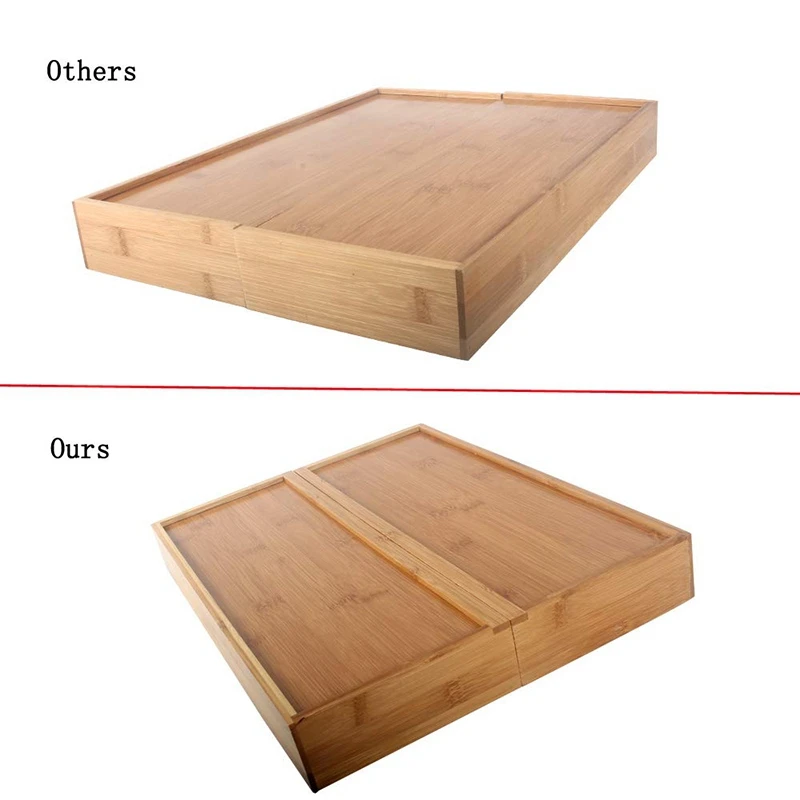 Бамбуковый ящик организатор утвари расширяемый кухонный столовые приборы поднос чистый
