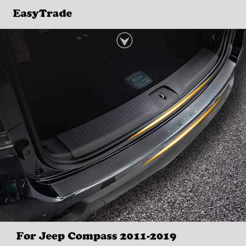 Защитная Накладка на порог для задней двери автомобиля анти-потертость багажник кожаная наклейка для Аксессуары для Jeep Compass автомобильные аксессуары