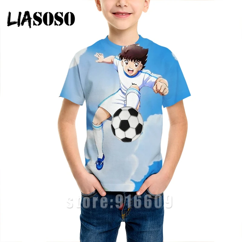 

Captain Tsubasa kids Harajuku shirts fashion child clothes t shirt 3D print clothes fashion Brand modis football baby t-shirt