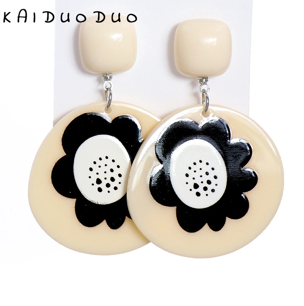 Geometric Pattern Floral Female Sweet Acrylic Drop Earrings Egg Sunflower Cartoon Earrings Korean Jewelry Irregular Girly Gift Drop Earrings Aliexpress