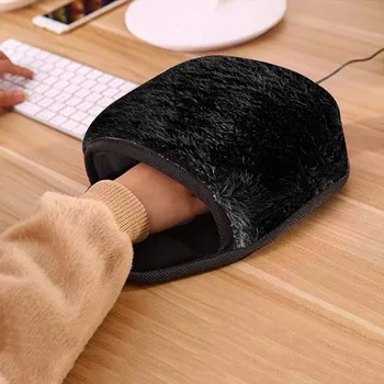 

Winter Soft Plush Usb Heated Mouse Pad Mouse Hand Warmer With Wristguard Warm Winter Pad Mat USB Port for PC Computer